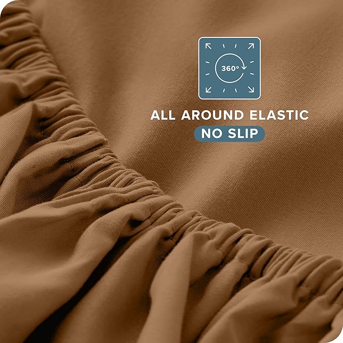 Bare Home Queen Sheet Set - Luxury 1800 Ultra-Soft Microfiber Bed Sheets - Double Brushed - Deep Pockets - Easy Fit - 4 Piece Set - Bedding Sheets & Pillowcases (Queen, Caramel)