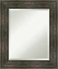 Amanti Art Brown Wall Mirror 26x22 Rail Rustic Char Rectangle Bathroom Mirror for Wall Decor Living Room, Small Country Rustic Frame, Hangs Horizonally and Vertically, Bathroom Decor, Beveled Edge