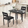 GAOMON Dining Table Set for 2, 3 Piece Small Kitchen Table and 2 Upholstered Chairs with Metal Frame & Wood Grain Tabletop for Small Space, Apartment, Kitchen, Dining Room, Black