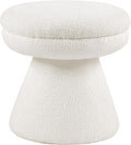 Furniture of America Rami Modern 18-inch Mushroom-Shape Upholstered Ottoman with Tapered Pedestal, Vanity Stool Chair, Small Foot Stool for Bedroom, Living Room, Entryway, Beige