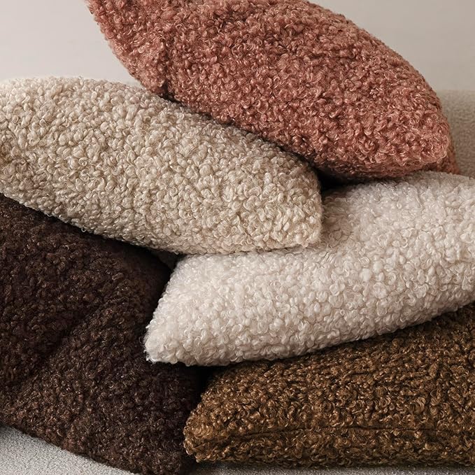 Foindtower 2 Pieces 22x22 Inch Dusty Pink, Faux Fur Throw Pillow Cover Accent Sherpa Furry Pillow Covers Fuzzy Soft Pillowcases Cozy Sheepskin Decorative Fleece Cushion Case for Bed Couch Living Room