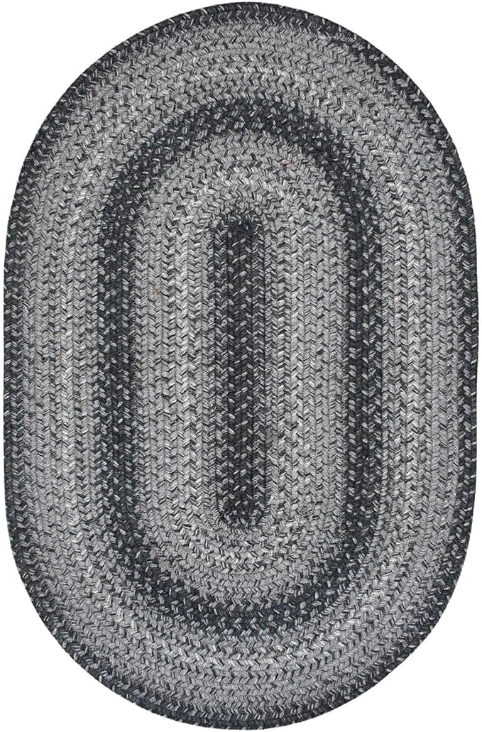 Homespice Flint Hill Braided Oval Rugs 6x9' - Gray Primitive Braided Rugs for Dining Room