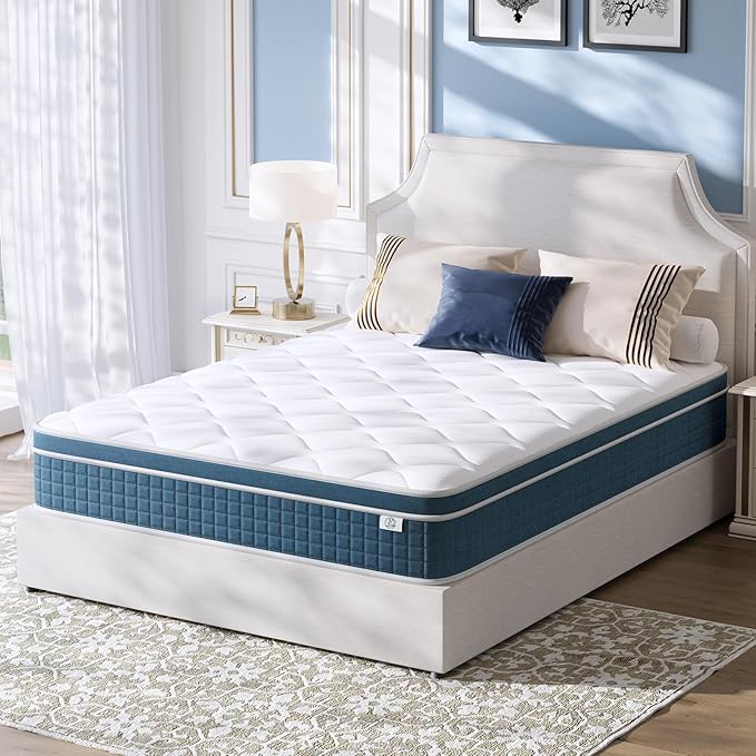 Twin Mattress 10 Inch, Hybrid Twin Size Mattress in a Box, Twin Bed Mattress with Individual Pocket Springs and Pressure-Relieving Memory Foam, Breathable, Medium Firm Mattress 75"x39"x10"