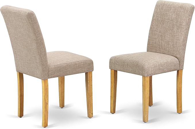 East West Furniture VAAB5-OAK-04 5 Piece Kitchen Table Set for 4 Includes an Oval Dining Table with Butterfly Leaf and 4 Light Tan Linen Fabric Upholstered Chairs, 40x76 Inch, Oak