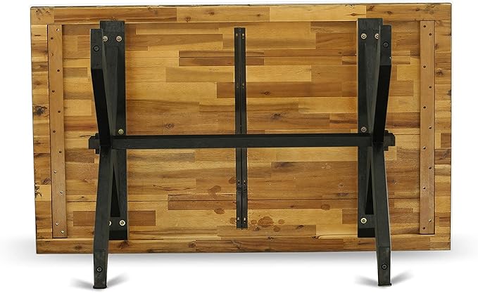 East West Furniture X677FL624-7 7 Piece Modern Dining Table Set Consist of a Rectangle Wooden Table with X-Legs and 6 Black Linen Fabric Parson Dining Chairs, 40x72 Inch, Multi-Color