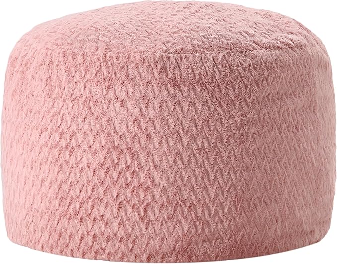 Hobestluk Bean Bag Chair Convertible Beanbag Chairs for Adults, 3 in 1 Bean Bags with Plush Chevron Cover, Adult Bean Bag Chair for Living Room, Bedroom (Pink, Queen)