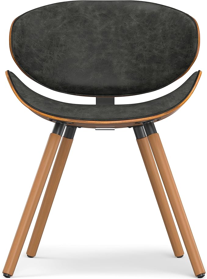 SIMPLIHOME Marana Dining Chair in Distressed Slate Grey Vegan Leather, 20.7 x 21.3 x 29.3 inches, Bentwood Backrest with Contoured Seat for Dining Room or Kitchen