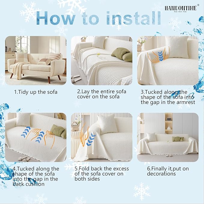 HANDONTIME Cooling Dog Couch Cover Ice Silk Washable & Breathable Pet Sofa Protector, Durable Couch Covers for Sofa Pet Friendly Soft Dog Cooling Bed Cover Sofa Protector Covers (Ivory, 71"x150")