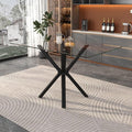 Tempered Glass Dining Table for 4, 48 Inch Rectangular Kitchen Table with Black Metal Legs Modern Style Dinner Table for Dining Room Kitchen