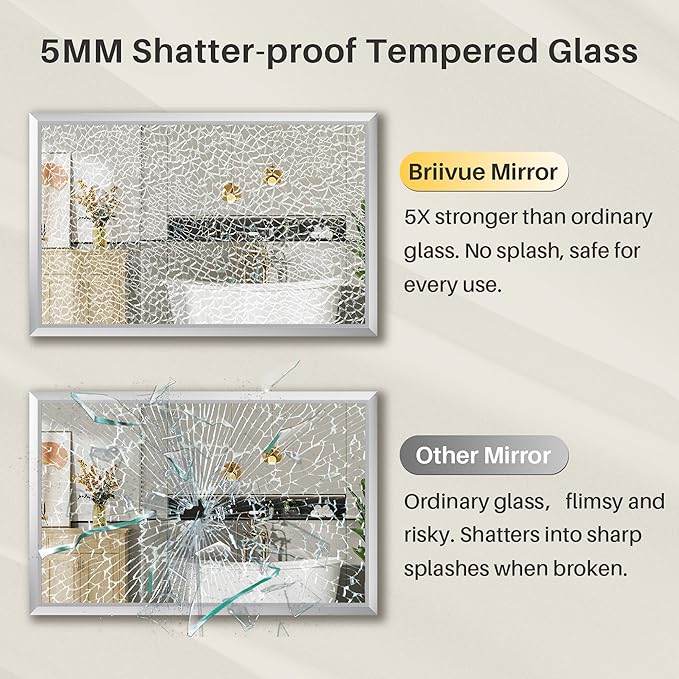 24x30 Inch Silver Bathroom Mirror for Wall, Thick Metal Framed Rectangle Mirrors for Over Sink, Bedroom, Living Room, Entryway, Anti-Rust, HD Tempered Glass