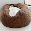 Giant Fur Bean Bag Chair Cover for Kids Adults, (No Filler) Living Room Furniture Big Round Soft Fluffy Faux Fur Beanbag Lazy Sofa Bed Cover (Dark Khaki, 6FT)