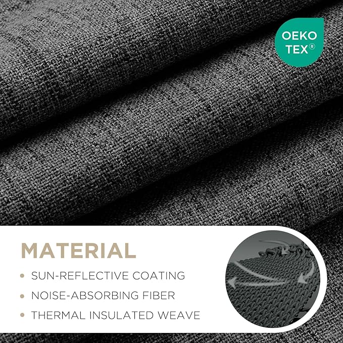 Joydeco 100% Blackout Curtains for Bedroom - Natural Linen Curtains 100"W x 96"L Long, Thermal Insulated 1 Panels Black Light Blocking Drapes, Rod Pocket & Back Tabs, Darkening Privacy for Living Room