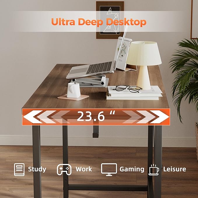 Rolling Computer Desk with Wheels, Gaming Desk for Small Spaces, Modern Simple Style Table for Home Office, Study Writing Table (Caster, Walnut, 48 inch)