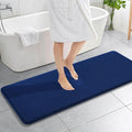 OLANLY Thick Memory Foam Bath Mat Rug 59x20, Extra Soft Absorbent Bathroom Rug, Quick Dry Bath Mats, Non-Slip, Machine Washable Carpet for Bathroom, Tub and Shower, Home Decor Accessories, Navy