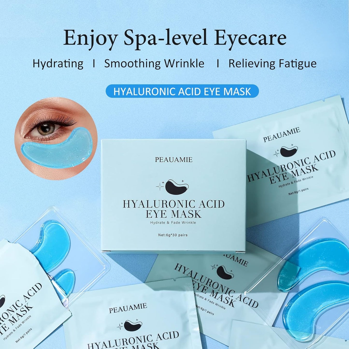 Under Eye Patchs Hyaluronic Acid Eye Mask for Dark Circles and Puffiness Wrinkle Eye Bags 30 Pairs