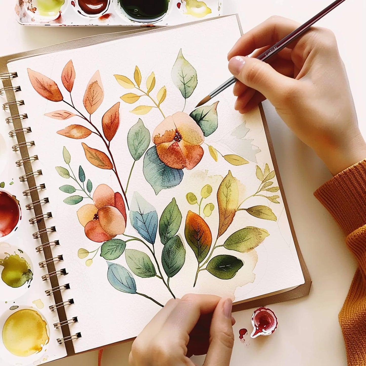 Kolinsky Sable Paint Brushes Professional Kolinsky Watercolor Paint Brushes Set for Artists 9pcs,Kolinsky Sable Hair Brushes for Watercolor, Acrylic, Includes Round Pointed, Flat, Cat's Tongue