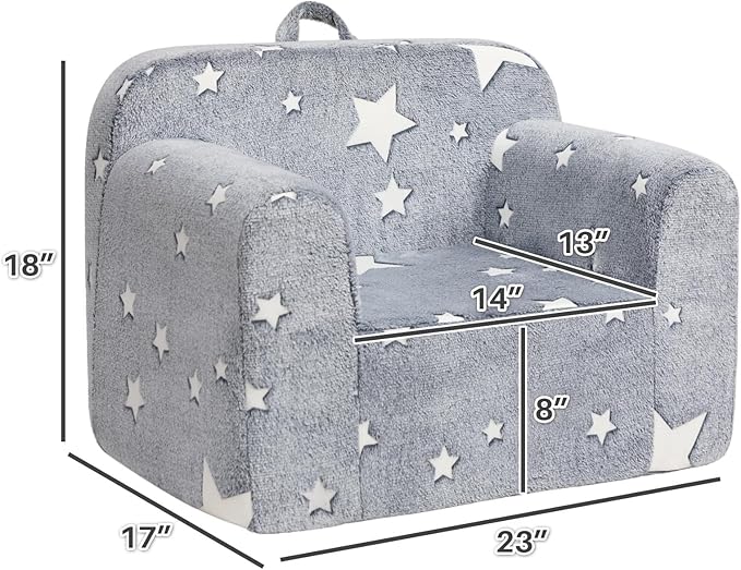 ALIMORDEN Kids Ultra-Soft Snuggle Foam Filled Chair, Single Cuddly Sherpa Reading Couch for Boys and Girls,Star