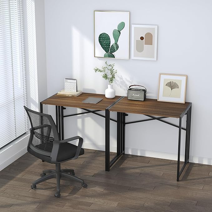 Folding Computer Desk 32 inch Writing Gaming Computer Camping Table, No Assembly Required Home Office Desk, Espresso