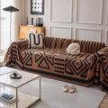 HANDONTIME Boho Geometric Couch Covers for Sofa Pet Friendly Brown and Black Sofa Covers Washable Chenille Couch Blanket Cover for 3 4 Cushion Couches Pet Protector Furniture Cover Soft, 71" X 134"
