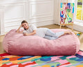 Hobestluk 6FT Bean Bag Chair Large Beanbag Lounger with Removable Cover Adult Bean Bag Chair with Portable Handle Desgin for Living Room Bedroom (Pink, 6FT)