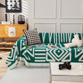 HANDONTIME Couch Cover Boho Sofa Covers Washable Forest Green Dog Covers for Couches Reversible Couch Blanket Cover Geometric L Shaped Couch Covers for 2 3 Couch Cushion Cover Dark Green, 71" X118"