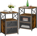 VECELO End Tables Set of 2 with Storage Space,Flip Door Night Stand for Living Room,Bedroom,Small Space,Rustic Brown