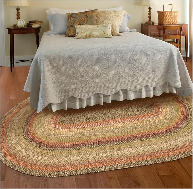 Homespice Kingston Braided Oval Area Rugs 5x8' – Country Style Braided Rugs for Living Room, Bedroom and Dining Area