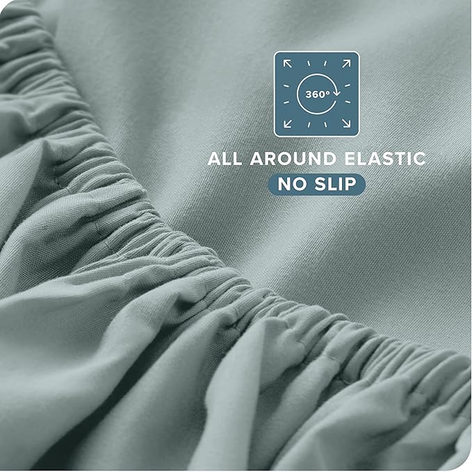 Bare Home Split Head Flex King Sheet Set - 1800 Ultra-Soft Microfiber Bed Sheets - Double Brushed - Deep Pockets - Easy Fit - 4 Piece Set - FlexTop Bedding Sheets (Split Head Flex King, Sea Spray)