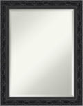 Amanti Art Bathroom Mirror for Over Sink, 29x23 Filigree Gloss Black Rectangle Vanity Mirror, Medium Traditional Frame, Hangs Horizonally and Vertically, Bathroom Wall Decor, Beveled Edge
