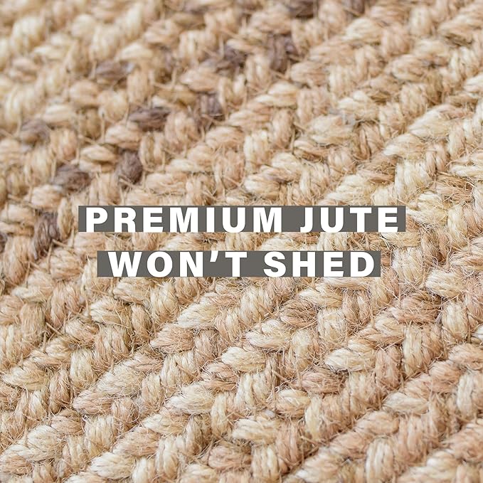 Homespice Cookie Dough Oval Braided Rugs 5x8' - Country Style Jute Brown Rugs for Living Room for Farmhouse Decor