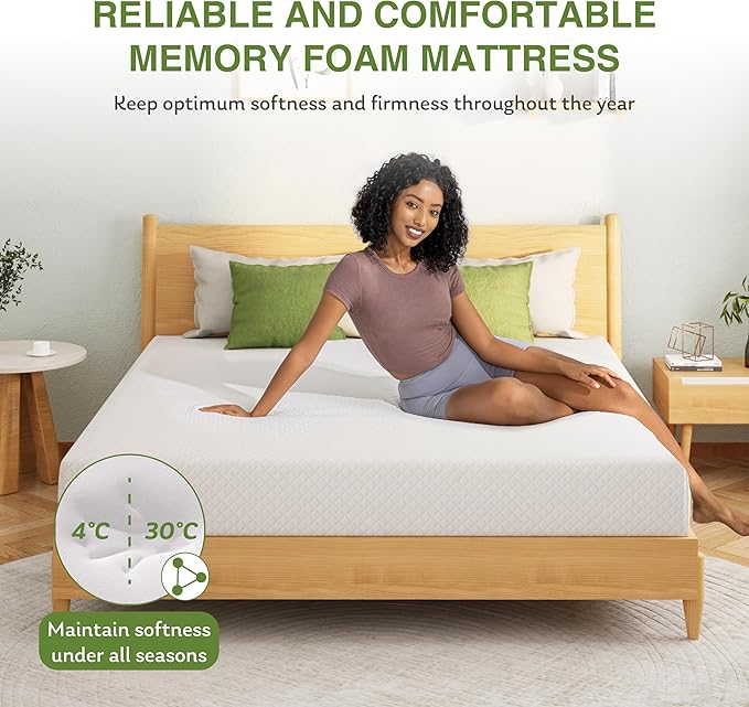 Twin XL Memory Foam Mattress, 8 Inch Bed Mattress in a Box with Cooling Green Tea Gel, Relieve Pressure with Medium Support, CertiPUR-US Certified, 80''L x 38''W, White
