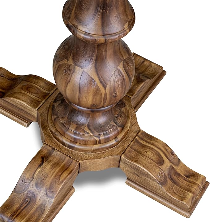 F55-0N-TP - Mid Century Modern Dining Table with Acacia Wood Round Tabletop, Antique Walnut Finish