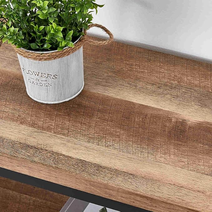 FATORRI Console Table for Entryway, Wood Sofa Table, Rustic Hallway Tables with 3-Tier Shelves for Living Room, Foyer (55 Inch, Rustic Oak)