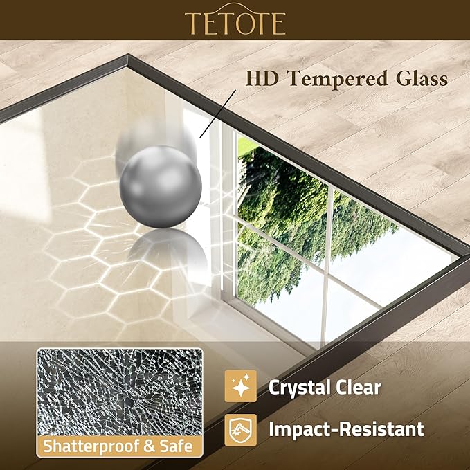 TETOTE Black Framed Mirror for Bathroom Vanity 40" x 24" Matte Black Rectangle Beveled Frame Wall Mirror for Over Sink, Tempered Glass, Modern Farmhouse Bedroom, Entryway, Living Room