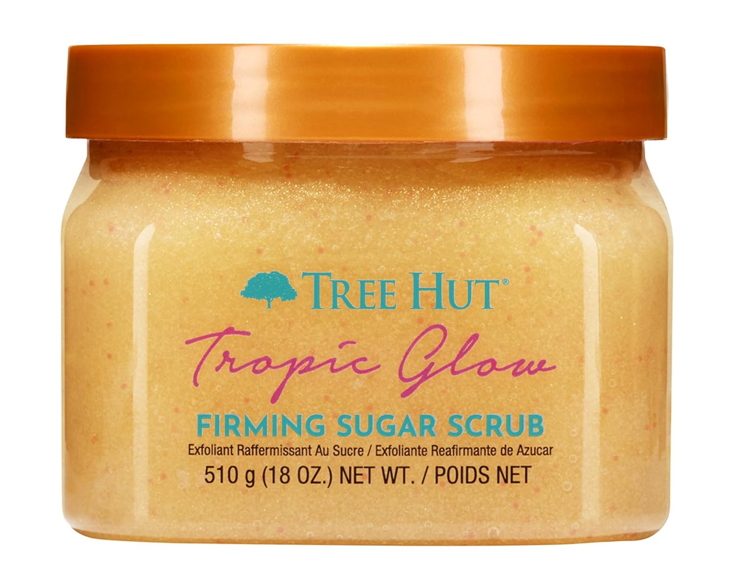Tree Hut Tropic Glow Shea Sugar Scrub, Exfoliates and Smooths for Soft, Radiant Glow, Warm Scent with Almond, Golden Amber, and Sandalwood, 18 oz