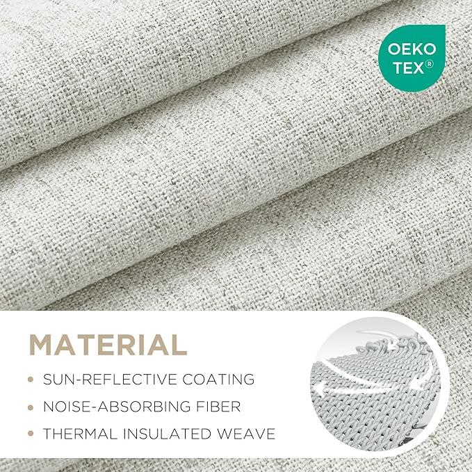 Joydeco 100% Blackout Curtains for Bedroom - Natural Linen Curtains 70" W x 108" L, Thermal Insulated 1 Panels White Light Blocking Drapes, Rod Pocket & Back Tabs, Darkening Privacy for Living Room