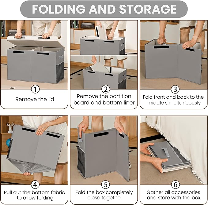 80L Large Toy Storage Box with Lid, Large Toy Box Chest for Kids, Girls and Boys, Nursery Room and Living Room, 26"x13" x16" (grey-train)