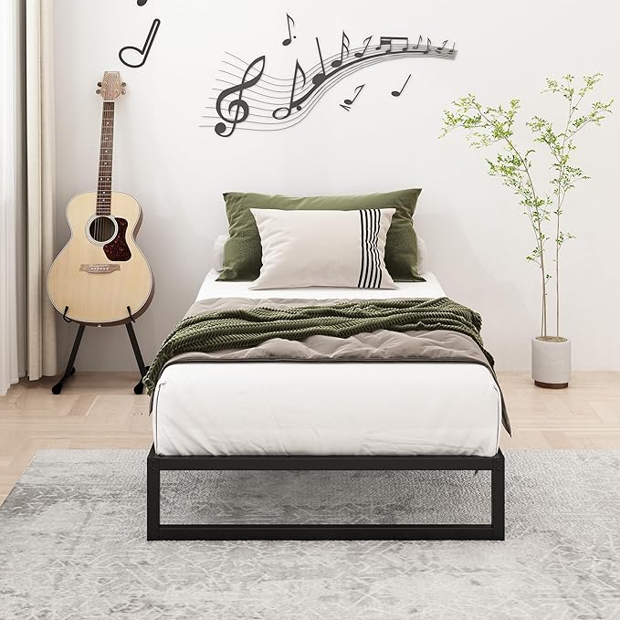 9 Inch Twin Bed Frames Heavy Duty Metal Twin Platform Bed Frame No Box Spring Needed, Noise Free, Easy Assembly, Black