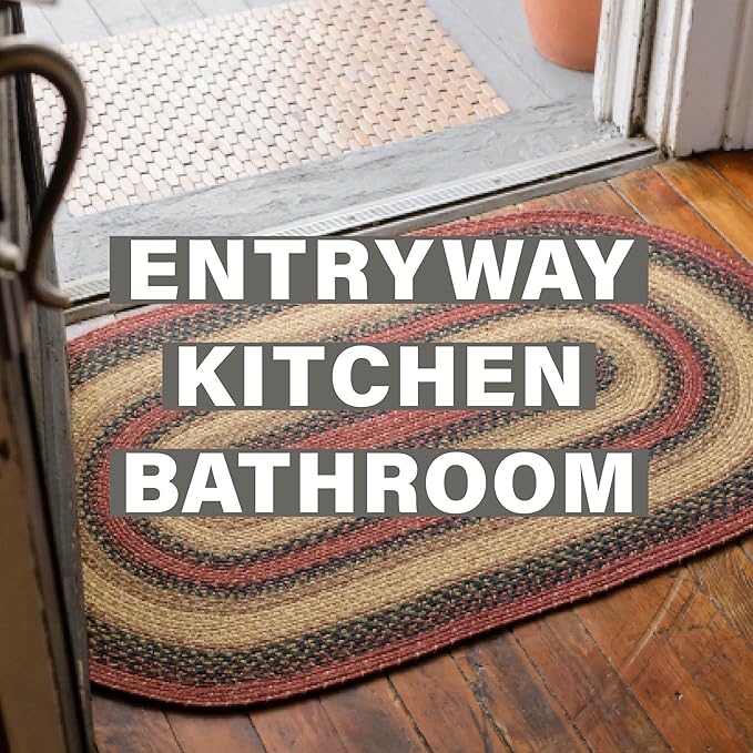 Highland Multi Color Jute Braided Rug Runner, 22x72 Rectangle - Warm Country and Lodge Decor, Perfect for Kitchens and Entryways - Reversible and Easy to Clean