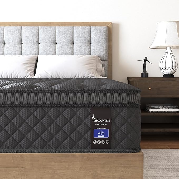 Full Mattress, 12 Inch Mattresses Hybrid Euro Top Mattress Medium Firm for Back & Lumbar Support, 100 Night Trial, Individual Pocket Spring Bed for Motion Isolation & Pressure Relief