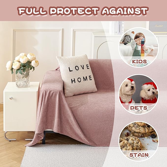 MYSKY HOME Pink Sofa Cover, Couch Covers for Sofa Pet Couch Cover, Oversized Couch Covers for 3 Cushion Couch Thick Durable Covers for Furniture Couch Cover, 71" x 150"