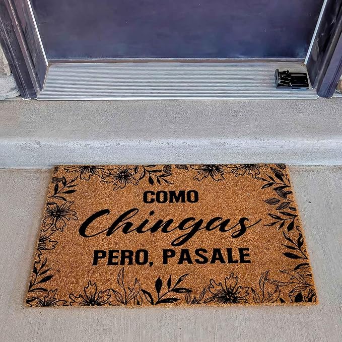 Funny Coir Doormat with Moon Phases - Front Door Mat, Entryway Welcome Mat, 23.7 x 15.7 inch