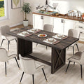 DWVO Farmhouse Large Dining Table for 6-8 People, 70.8 Inch Rectangular Wood Dining Table, Rustic Kitchen Dinner Table with X Solid Legs for Dining Room Grey