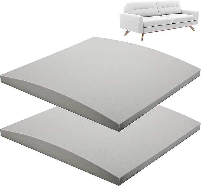 moonoom 22"x22" Couch Cushion Support, Grey Sofa Cushion Sagging Repair, Curved High Density Foam Replacement for Furniture Sagging Seat Sectional Loveseat Chair (2 Pcs)