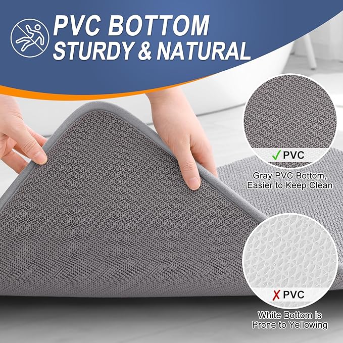 OLANLY Thick Memory Foam Bath Mat Rug 47x17, Extra Soft Absorbent Bathroom Rug, Quick Dry Bath Mats, Non-Slip, Machine Washable Carpet for Bathroom, Tub and Shower, Home Decor Accessories, Grey