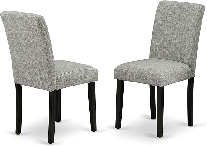 East West Furniture LGAB9-BLK-06 9 Piece Dining Room Furniture Set Includes a Rectangle Wooden Table with Butterfly Leaf and 8 Shitake Linen Fabric Parson Chairs, 42x84 Inch, Black