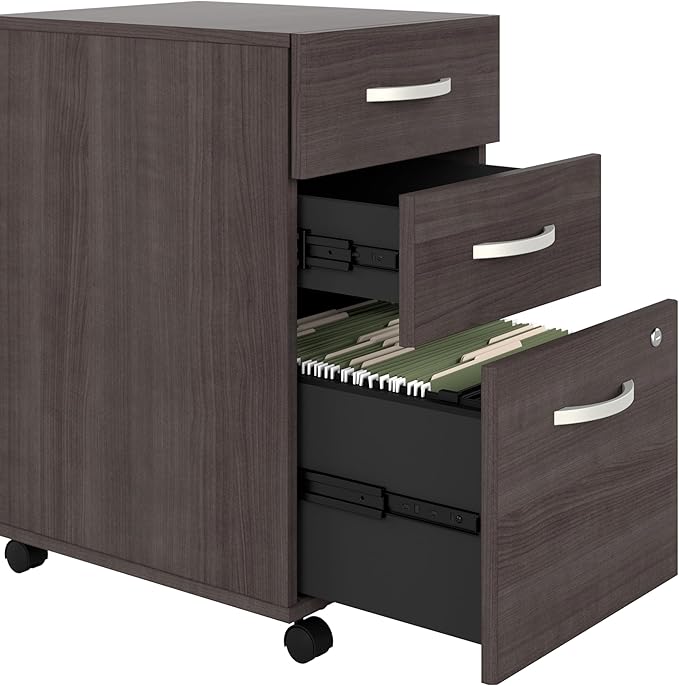 Bush Business Furniture Studio C 3 Drawer Mobile File Cabinet-Assembled, Rolling Document Storage for Home or Professional Office, 16W, Storm Gray