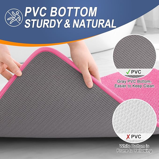 OLANLY Thick Memory Foam Bath Mat Rug 30x20, Extra Soft Absorbent Bathroom Rug, Quick Dry Bath Mats, Non-Slip, Machine Washable Carpet for Bathroom, Tub and Shower, Home Decor Accessories, Hot Pink