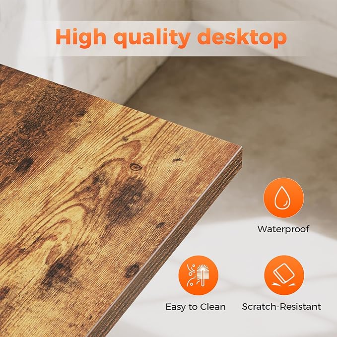Rolling Computer Desk with Wheels, Gaming Desk for Small Spaces, Modern Simple Style Table for Home Office, Study Writing Table (Caster, Dark Brown, 32 inch)