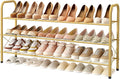 Hoctieon 3 Tier Mesh Style Shoe Rack, Entryway Shoe Shelf, Shoe Storage Organizer, Shoe Rack for Closet, Space Save for Bathroom, Garage, Hallway, Bedroom, Living Room, Gold